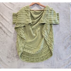 Q'hapa Ampara Womens Green Alpaca Sweater Open Pullover Sweater One Size